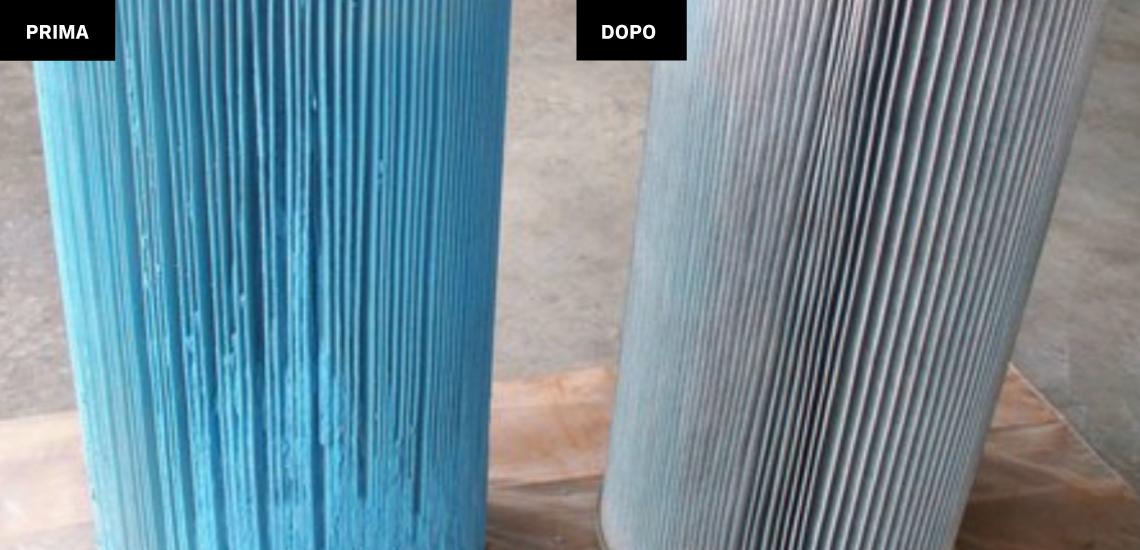 Filtro industriale prima e dopo la rigenerazione
